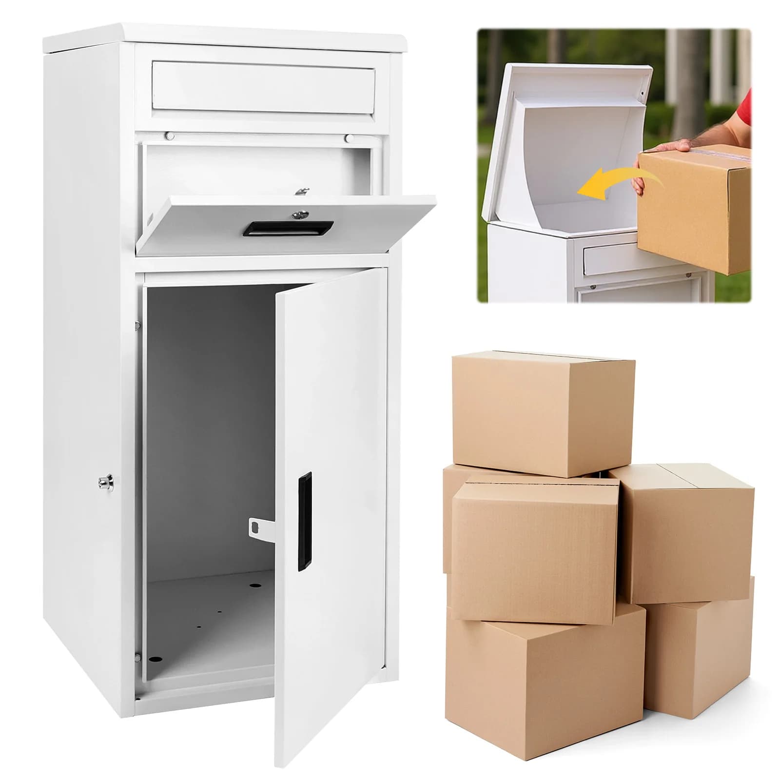 Outdoor storage box with secure anti-theft pack boxes with lock Container for anti-rust packages for porch house edge