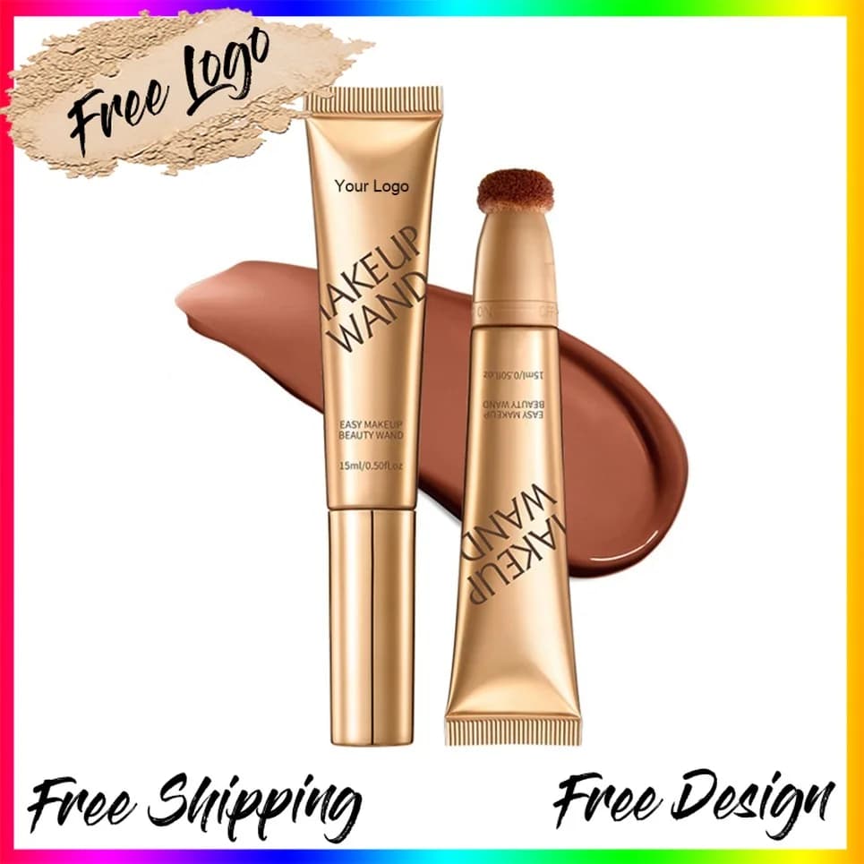 Logo personalizzato all'ingrosso per trucco vegano con etichetta privata per contorno evidenziatore per fard liquido luccicante con tubo dorato