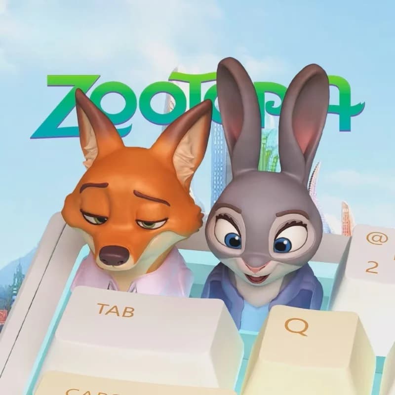 Zootopia Nick Wilde Judy Hopps Artisan Keycaps 3D carved custom keyboards for mechanical keyboard lovers
