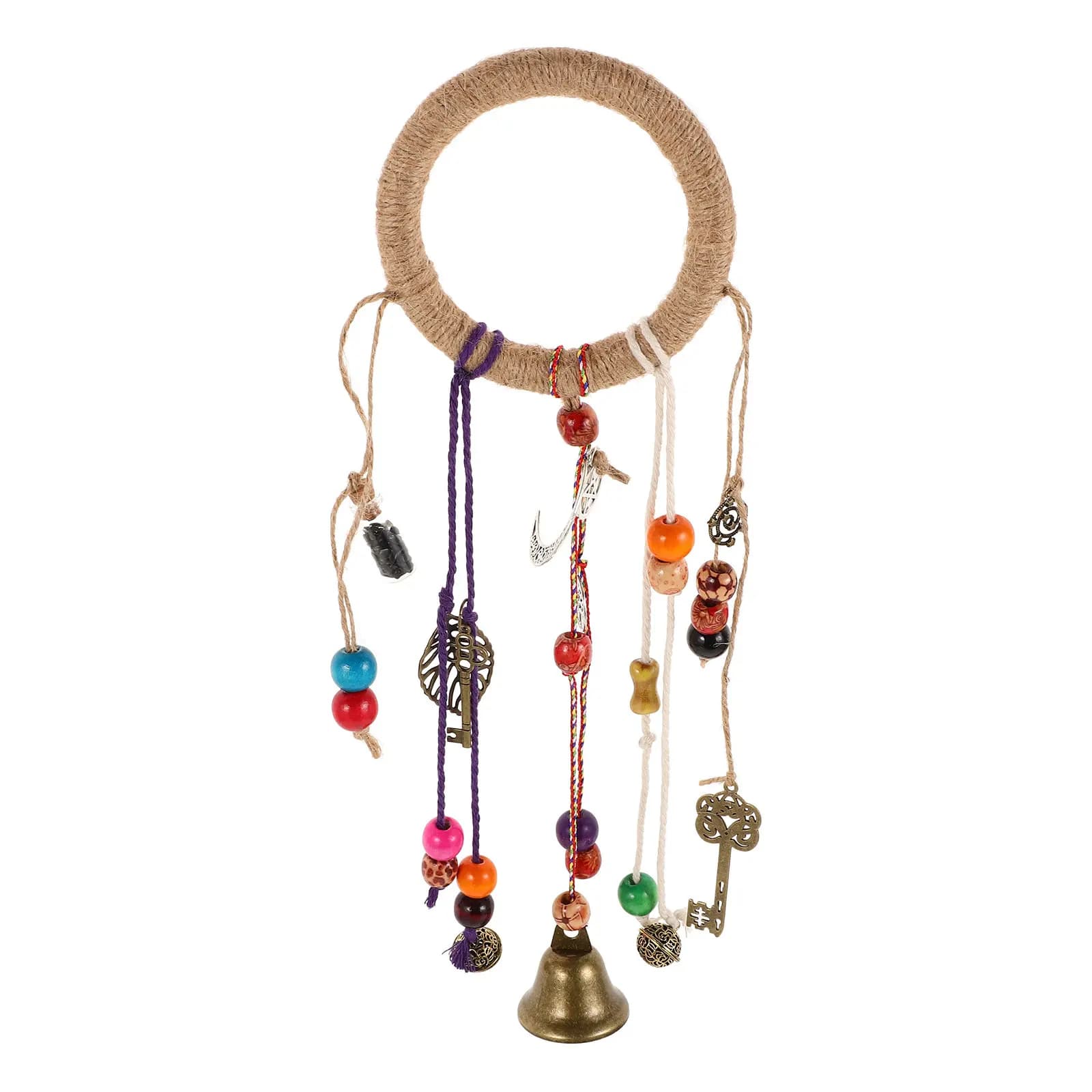 Bohemian Witch Bell Hanging Wind Chime Decorative Door Knob Charm Rustic Protection Bell for Home Outdoor Patio Decor
