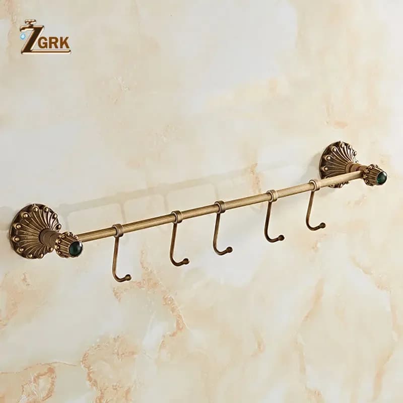 1 pz 5 ganci montati a parete in ottone bagno singolo portasciugamani spazzolato supporto da cucina ventosa gancio forniture bagno