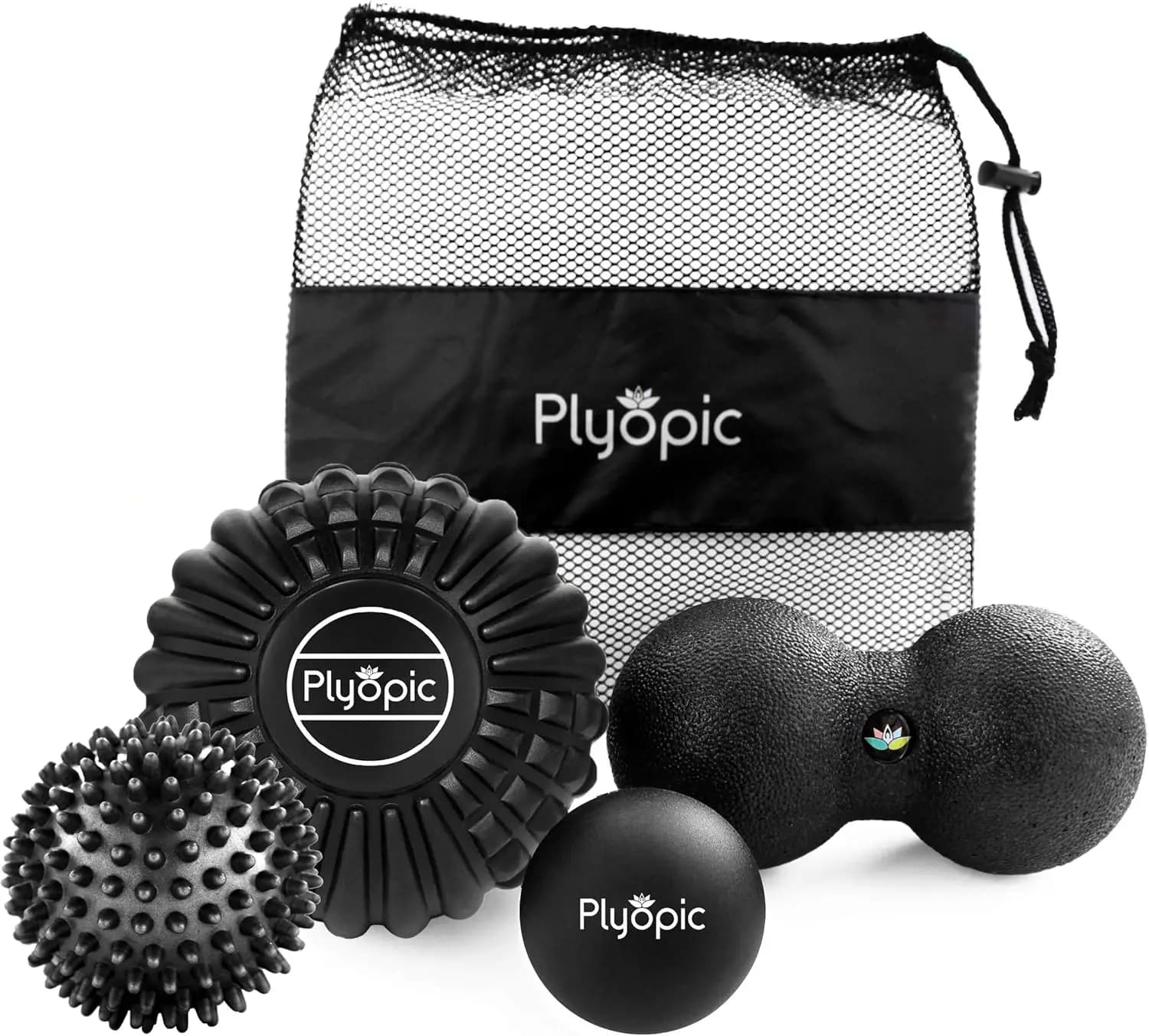 Set di Palline per Massaggio Profondo – 4 Pezzi: Lacrosse, Spiky, Peanut e Rullo in Schiuma per Sollievo Muscolare e Mobilità