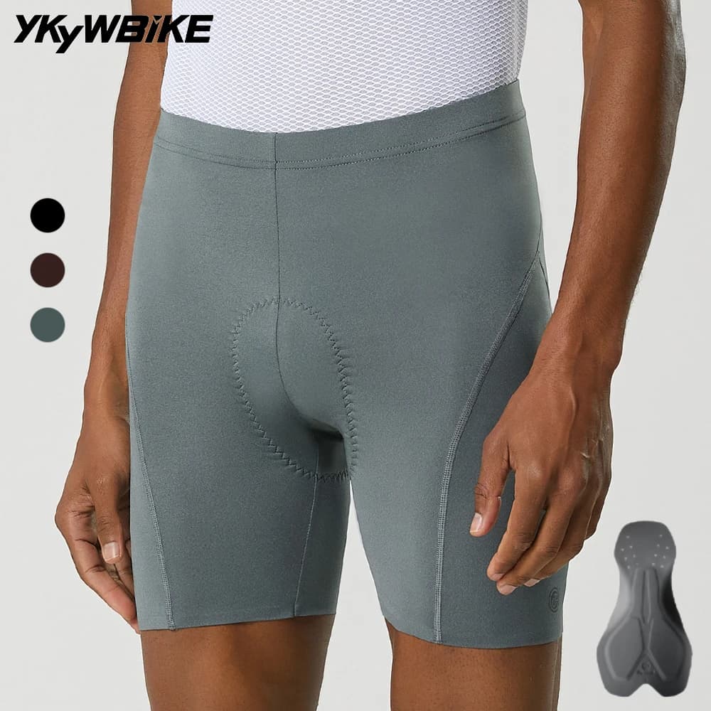 YKYWBIKE Men's 2-Pack Cycling Underwear Shorts Belgium Style High Elastic Sponge Pad Shockproof MTB Road Bike Cycling Shorts