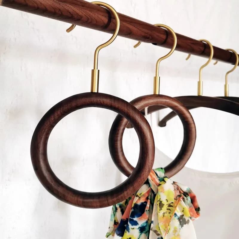 Luxury hanger in walnut wood with purple brass hooks for domestic use, anti-slip coat hangers without marks for clothing store