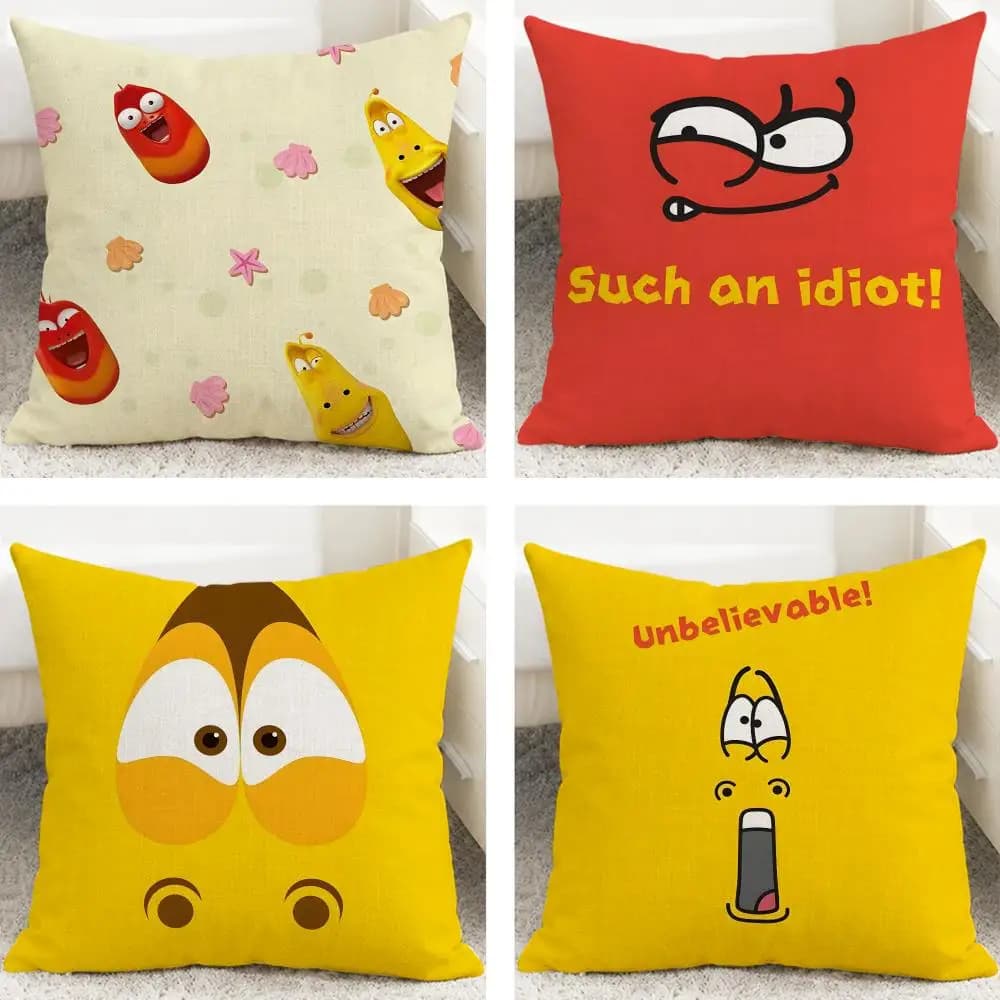 Anime Larva Cushion Cover Cushion Covers Natural Linen Breathable Sofa Bedroom Decor Pillowcase