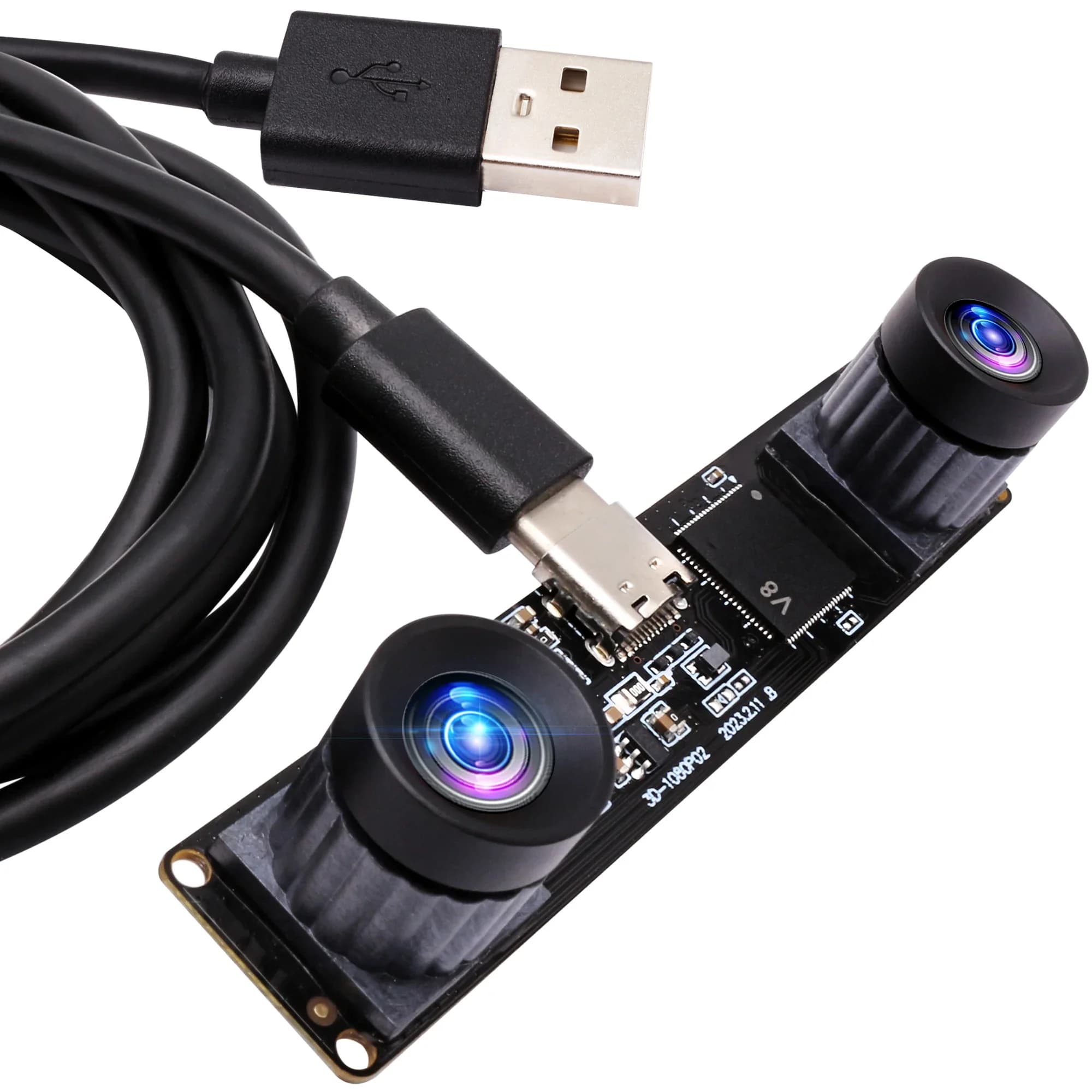 ELP High Speed 1080P 60fps Stereo Web Camera Synchronous Wide Angle Dual Lens 3D Vision Camera USB 4MP for PC, Android Phone