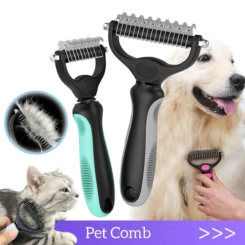 Spazzola per la rimozione del pelo di gatti e cani, in acciaio inossidabile, a doppia faccia, per la toelettatura degli animali domestici, rimuove i nodi, accessori per gatti