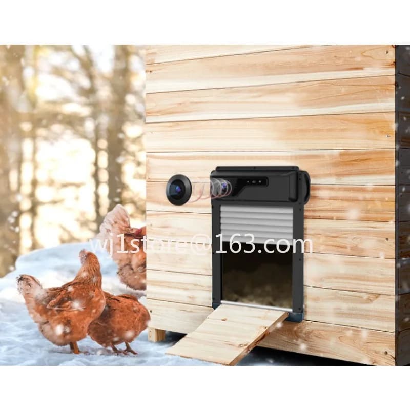 Solar Powered Automatic Chicken Coop Door, IP65 Waterproof with Timer & Camera, Heavy Duty for Poultry Farm