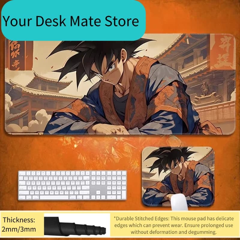 Tappetino per Tastiera da Gaming Oversize per Ragazzi, Tappetino da Tavolo Son Goku, Accessori Anime Giapponesi Dragon Ball, Tappetino per Mouse in Pelle