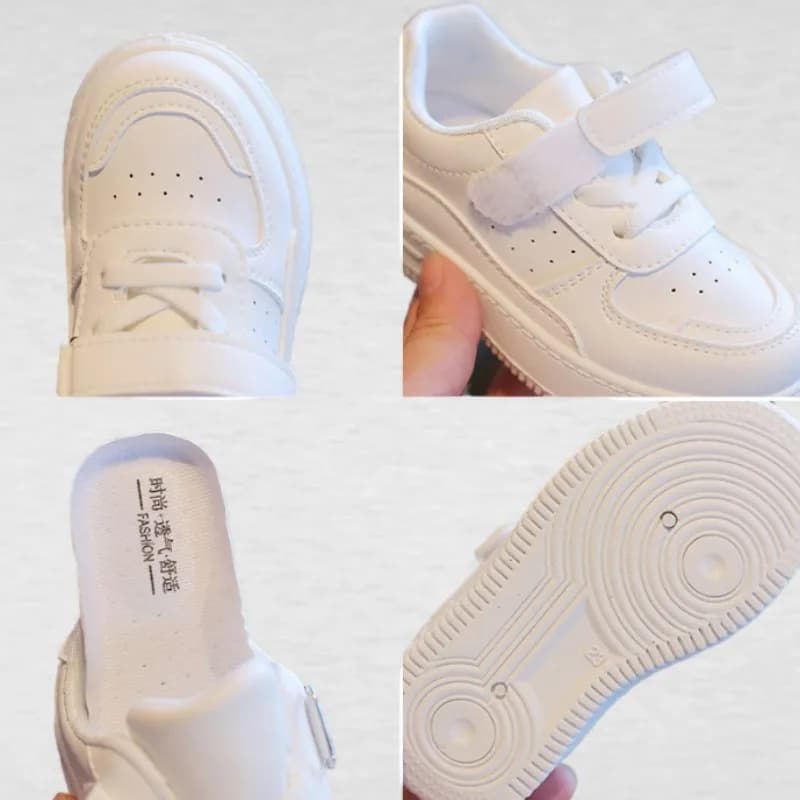 2026 Autumn New Boys Girls Low cut Sports Leisure Board Shoes, Leather Surface Soft Bottom Anti slip Baby Shoes Black 21-30