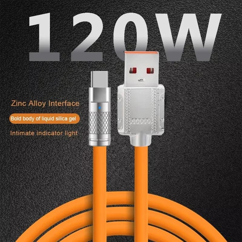 120W 6A Super Fast Charge Type C Liquid Silicone Cable Quick Charge 1M USB Cable USB C Charger Cable For Huawei Samsung Xiaomi