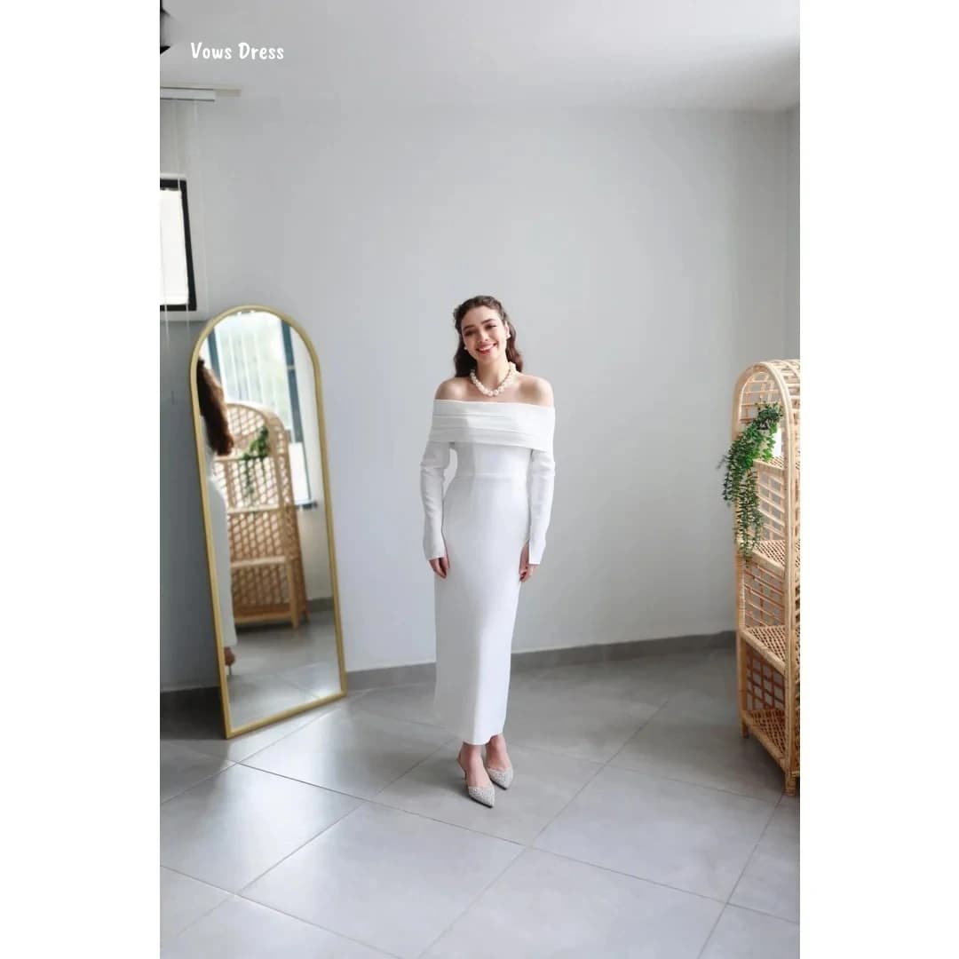 Vows Abito da ballo da donna su misura Abito da sera di lusso 2025 Panno di raso bianco Abiti da festa eleganti 2025 Candela Robe Soiree