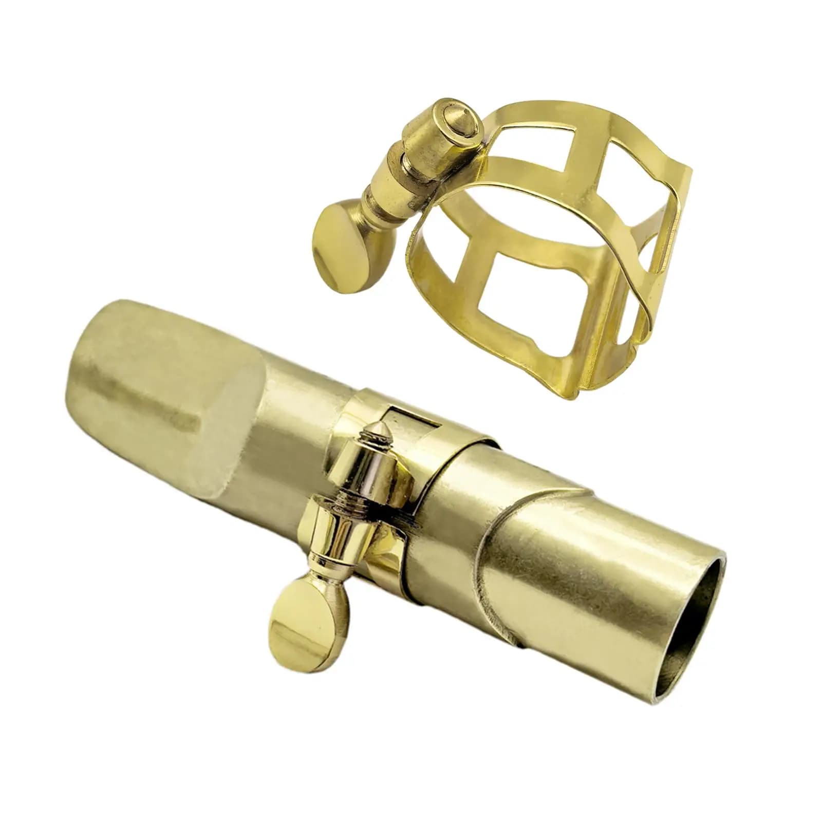 Alto Sax Ligature Clip Gold Metal Clamp Saxophone Mouthpiece Support Tool Portable Accessory for Music Rehearsal