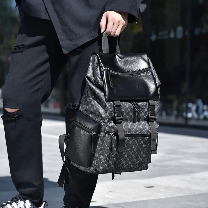 Business PU leather Travel Leisure Student large capacity men's laptop backpack school bags SAC 2026 NEW
