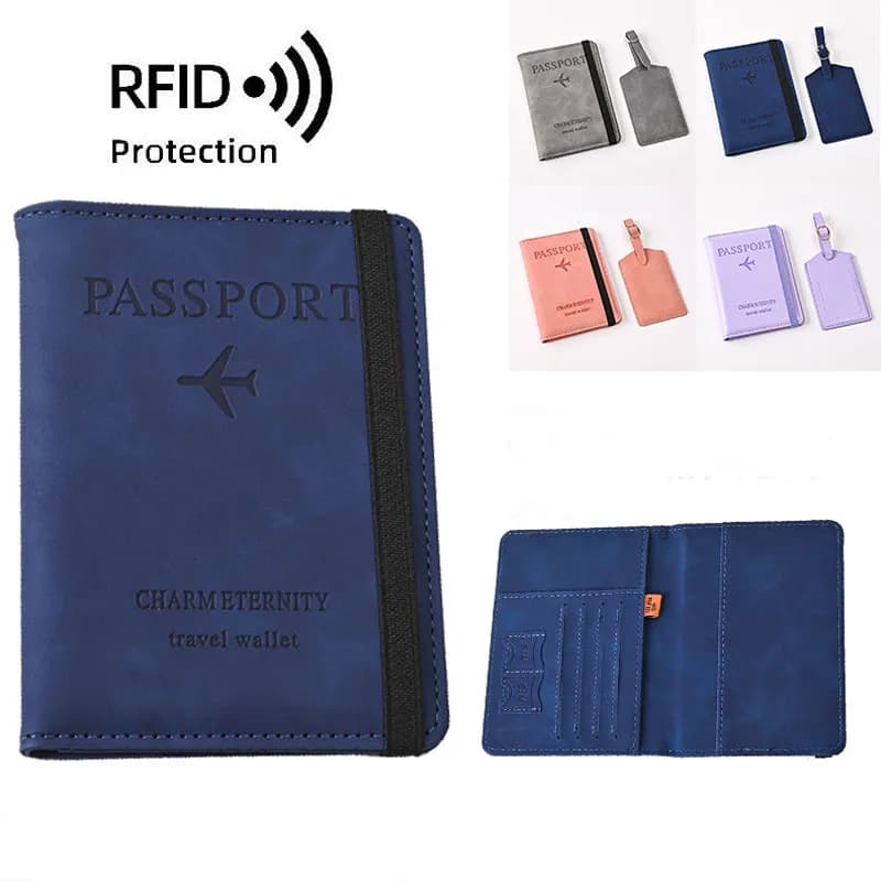 Custodia da viaggio sottile per porta passaporto con blocco RFID ANTI Portafoglio da viaggio per uomo Donna Accessori porta carte di credito multifunzione