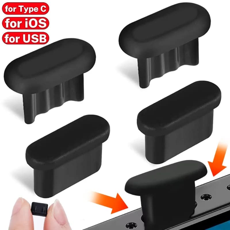 35-1PCS Silicone dust caps for type C/iOS/ USB charging port Cover protection for iPhone 15 Pro Max Samsung Xiaomi