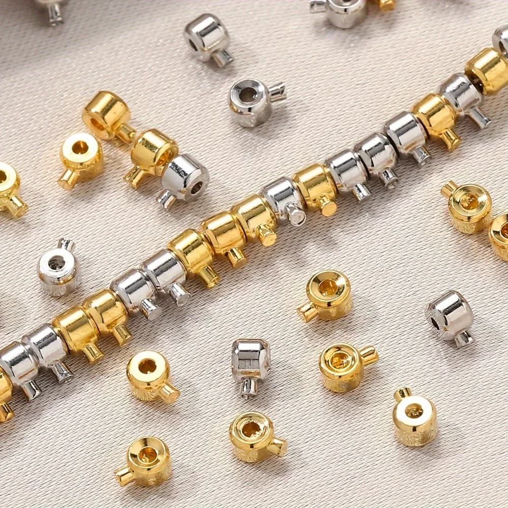 20 fermagli di posizionamento in rame da 3x4 mm con tappi per perline - Connettori fai da te per collane e bracciali, accessori per chiusure di gioielli