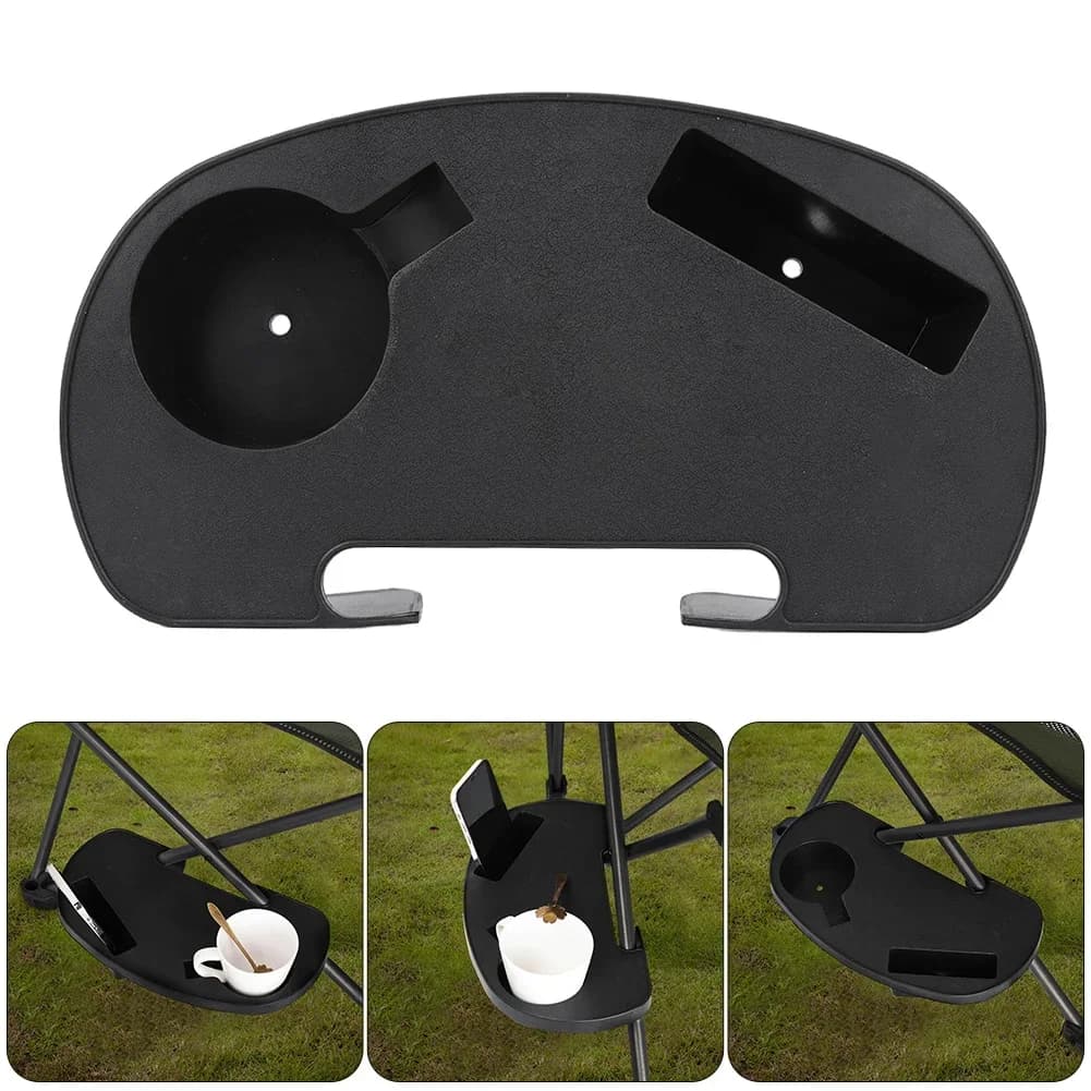 Portabicchieri per sedia con slot per telefono cellulare Tavolino reclinabile con clip multifunzione sul tavolo da sedia portatile per picnic in campeggio