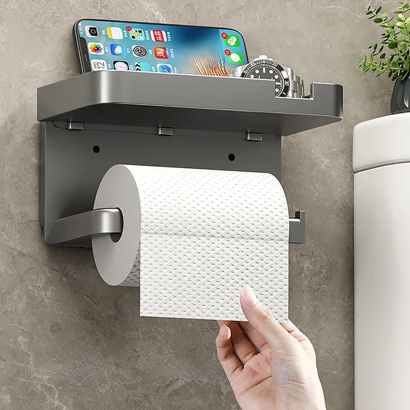 Portarotolo in plastica da parete per bagno, portaoggetti per asciugamani, porta bottiglie di condimenti e porta telefono