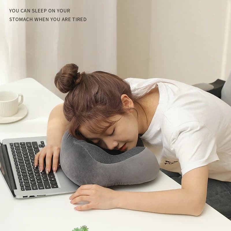 Cuscino da Viaggio a Forma di U in Memory Foam, Supporto Cervicale Morbido, Cuscino Ergonomico per Aereo, Auto e Ufficio