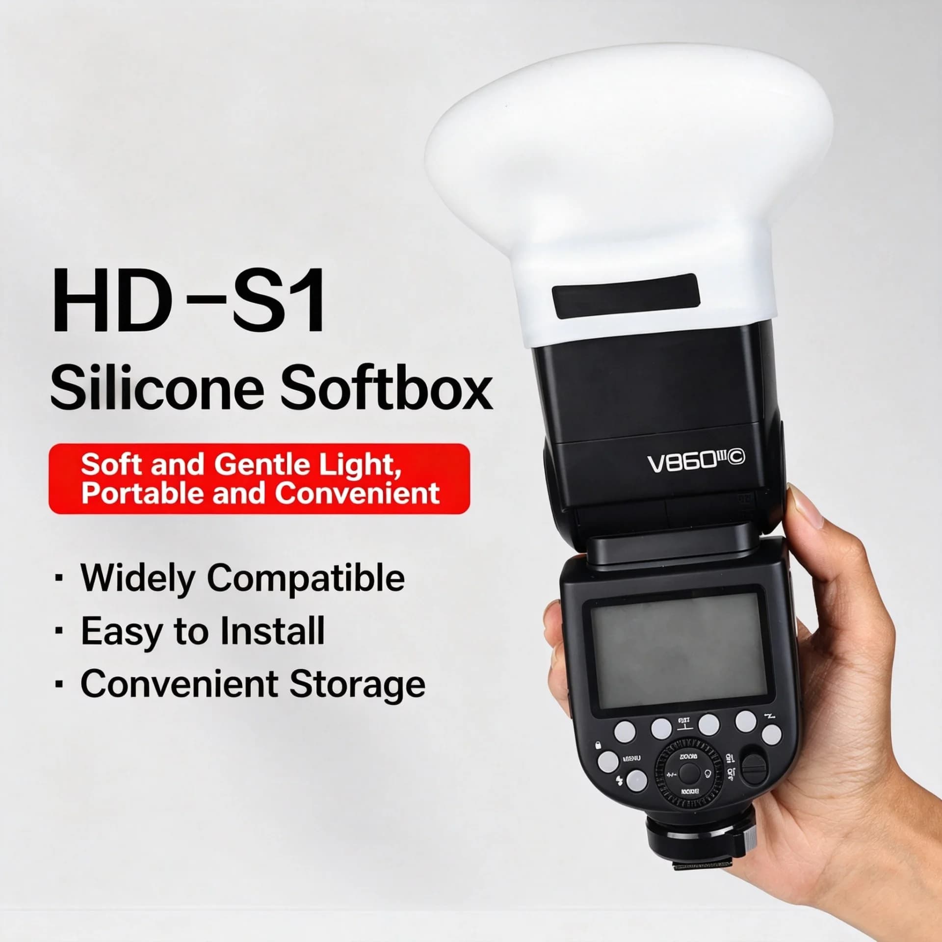 Portable Silicone Flash Diffuser Soft Light Ball Cover Universal Speedlite Cap for Godox TT520III TT600 TT685II V860III AD200