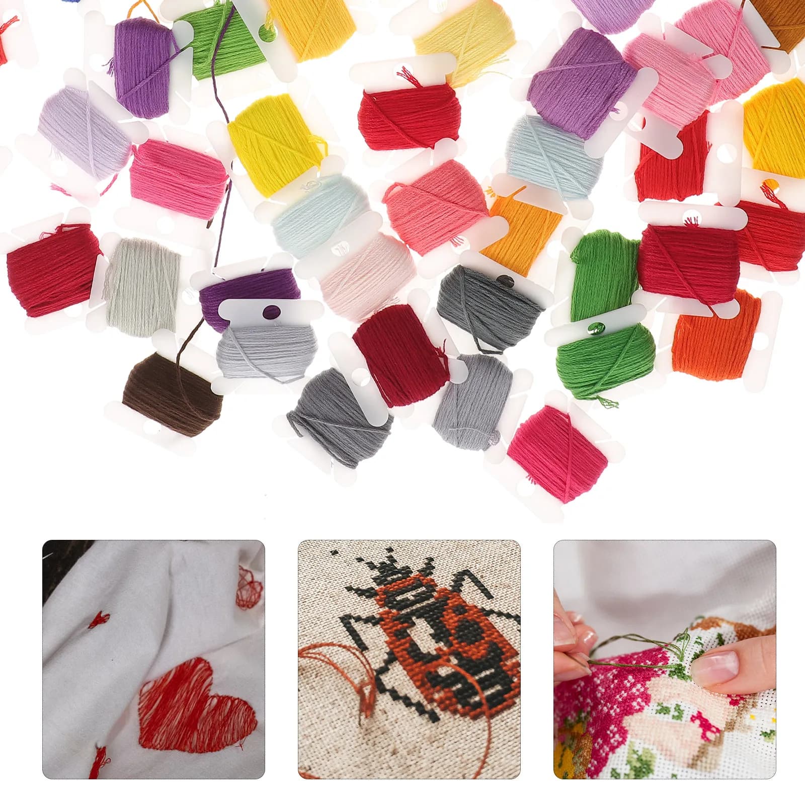 Set di 1 Confezione di Fili da Ricamo Colorati per Cucito a Mano e a Macchina, Kit Artigianale Durevole con 50 Colori