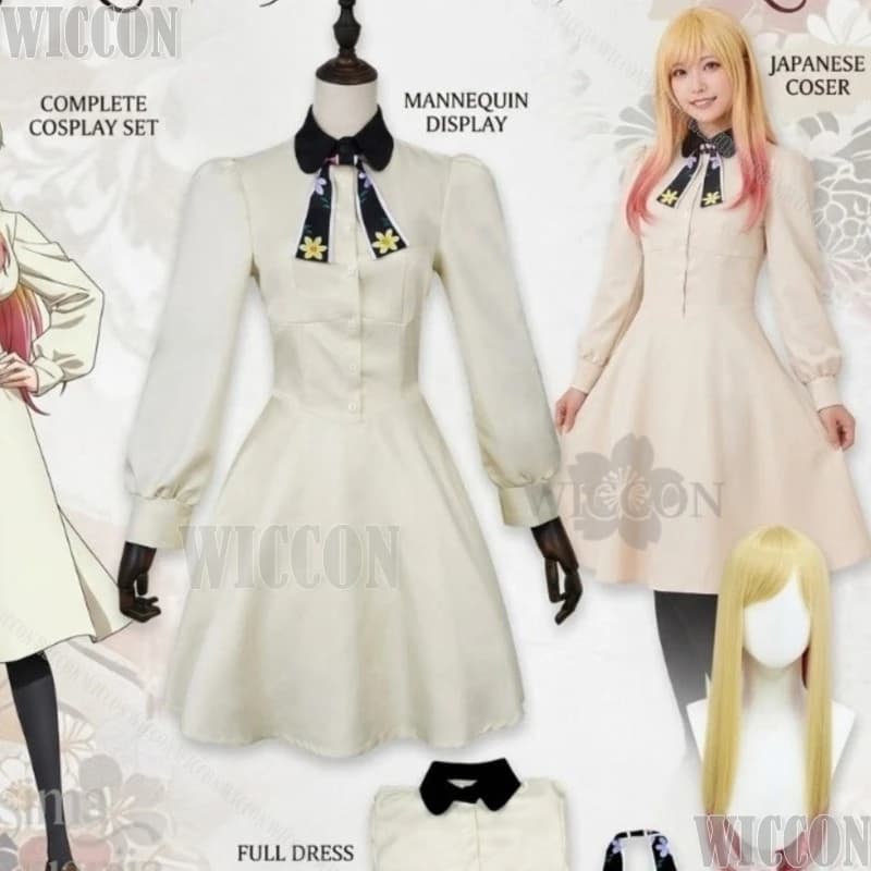 Costume Cosplay Anime MARRIAGETOXIN MEI KINOSAKI, Uniforme Scolastica Kawaii, Abito Bianco, Sciarpa in Seta, Papillon, Parrucche per Halloween, Comic Con, Festival