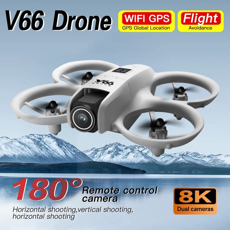 Mini Drone V66 with 4K Professional HD camera, WiFi FPV, Altitude maintenance, Foldable Helicopter, Quadricottero, Children's Toy, 4DR Gift