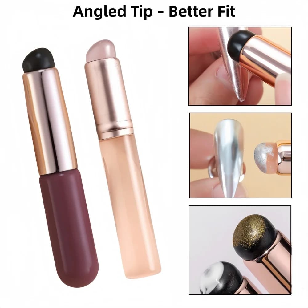 Pennelli Applicatori in Spugna per Polvere per Unghie – Pennello a Doppia Punta per Sfumature Graduali, Effetti Cromo, Aurora e Ombre, per Nail Art