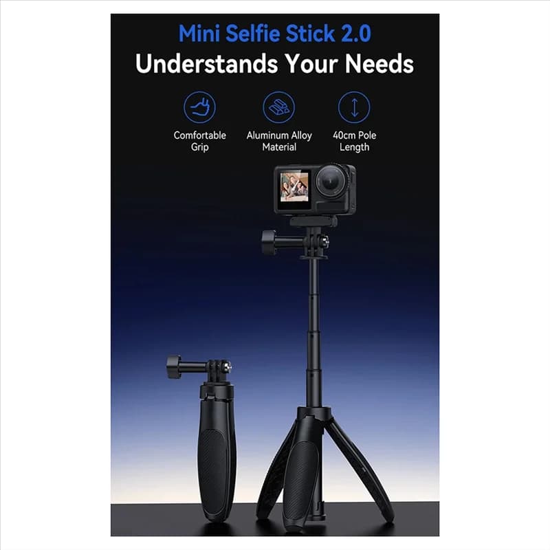 【ABUP】 Base treppiede pieghevole per selfie stick - Lunghezza regolabile per Gopro 13, accessorio per action cam DJI Osmo Action 5/4/3