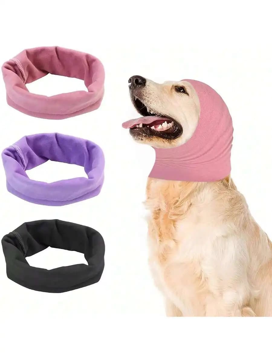 1pc Soft & Stretchy Pet Ear Cover, Dog Ear Muffs For Grooming, Noise Reduction, Warm & Pressure Relief, Thin Polyester Fabric, 3