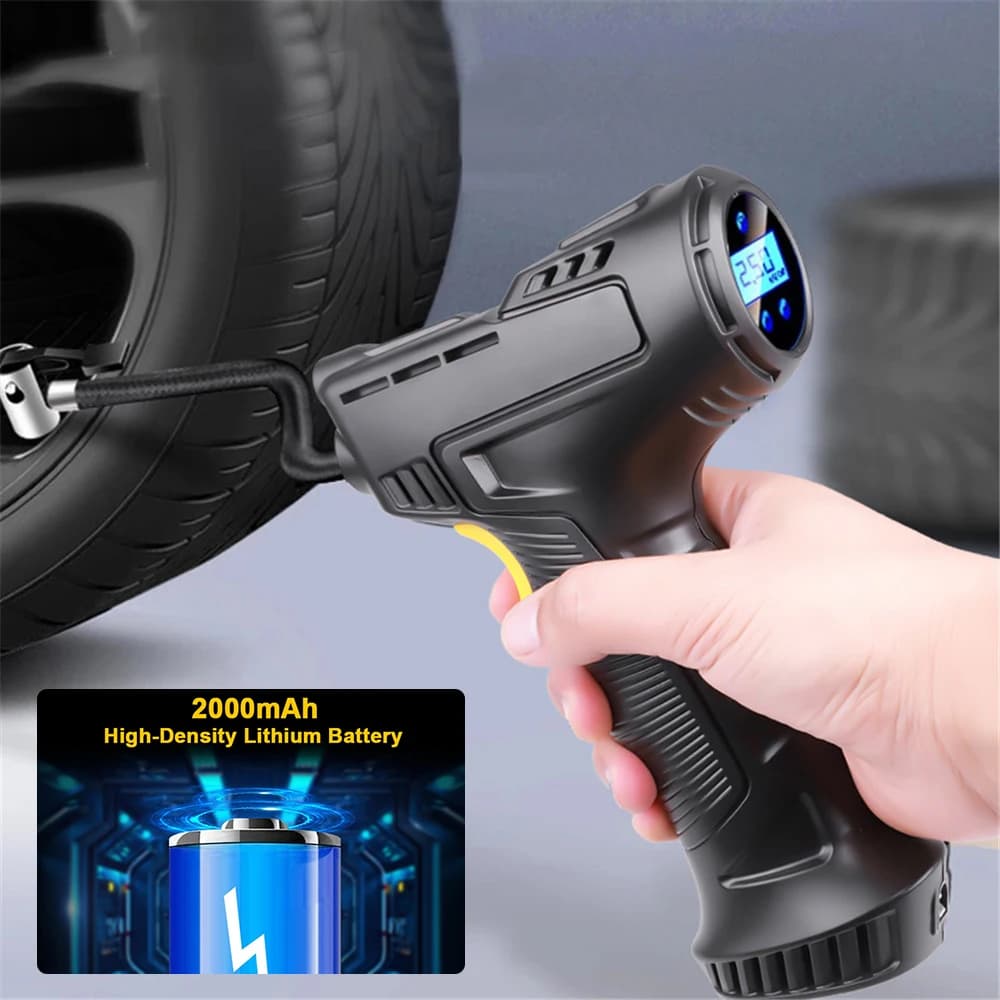 Attrezzatura per gonfiaggio pneumatici automatico per auto da 120 W Compressore d'aria ricaricabile Pompa gonfiabile wireless Pompa d'aria digitale portatile a LED
