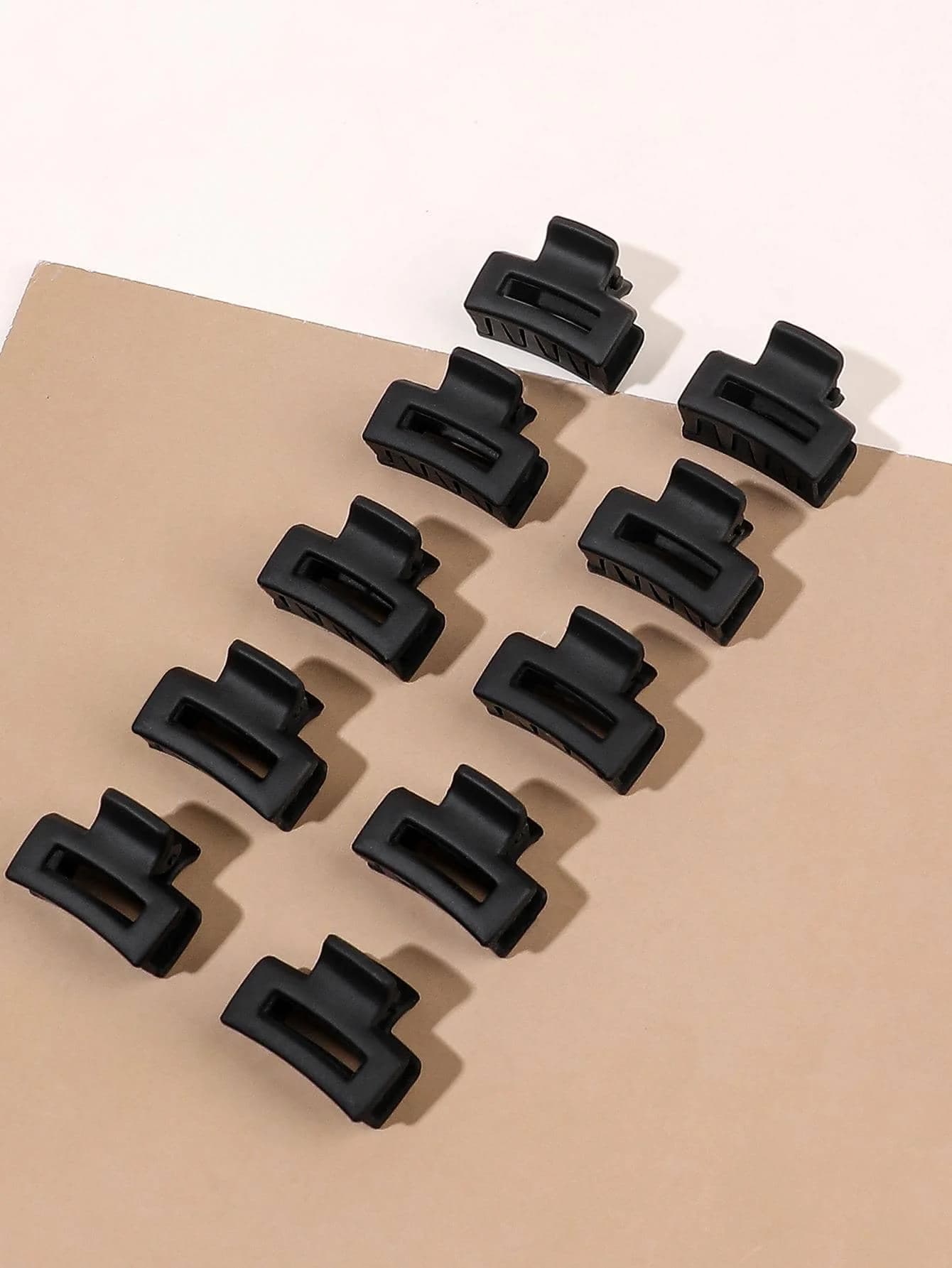 Set di 10 fermagli per capelli quadrati neri cavi per donna