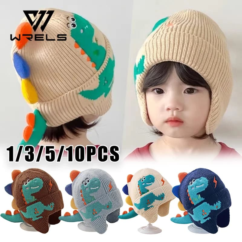 Cappello Invernale per Bambini, Caldo e Antivento, con Protezione per le Orecchie, Cappuccio Termico Antifreddo con Paraorecchie a Forma di Dinosauro