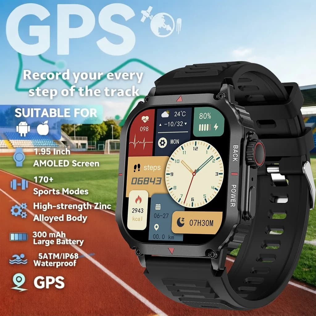 Smartwatch Man 2026 with Bluetooth call, Sound Monitoring and Cardiac Frequency, Waterproof, Sports Mode, GPS, NFC for Android and iOS