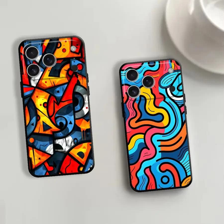 Cover per Telefono con Design Graffiti Trendy per Apple iPhone 17 Pro Max 16 11 13 Air 14 15 Pro 7 8 12 17e XR XS MAX
