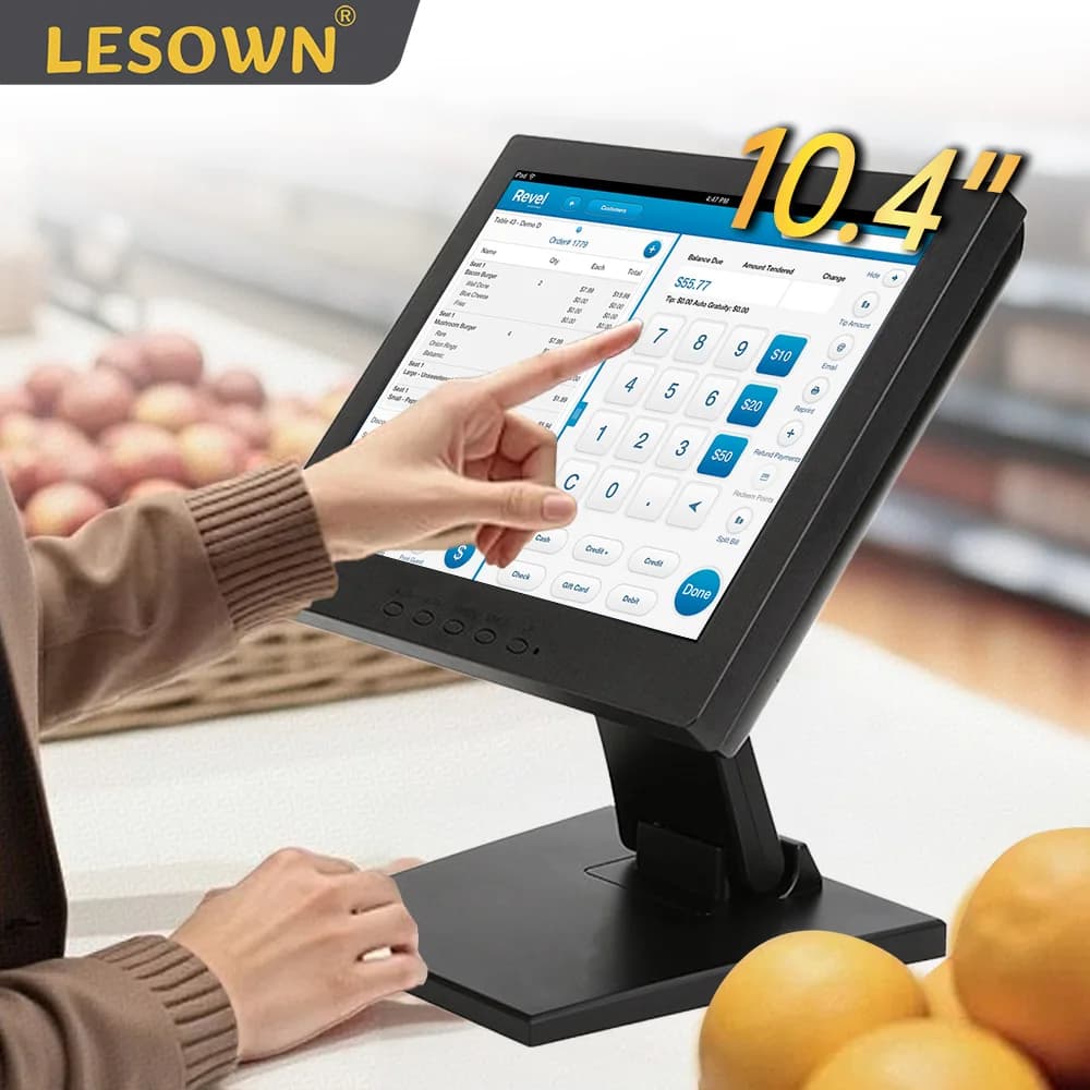 LESOWN Monitor CCTV di sicurezza piccolo da 9,7 pollici 1024x768 4:3 300cd/m2 VGA HDMI No/Resistive Touch per PC portatile Telecamera di sicurezza