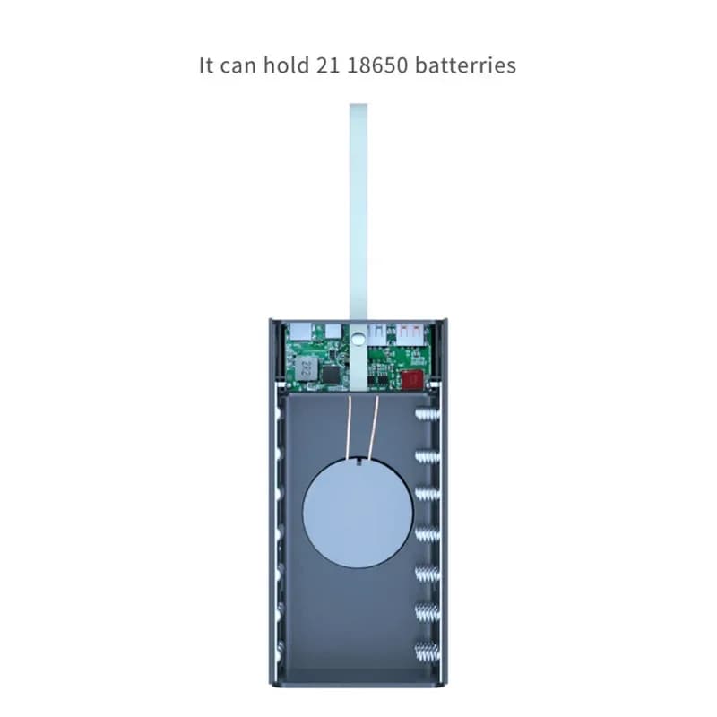 T21 DIY Power Bank Case con 21 Slot per Batterie 18650, Doppia Porta USB, Caricatore Torcia, Custodia Portatile