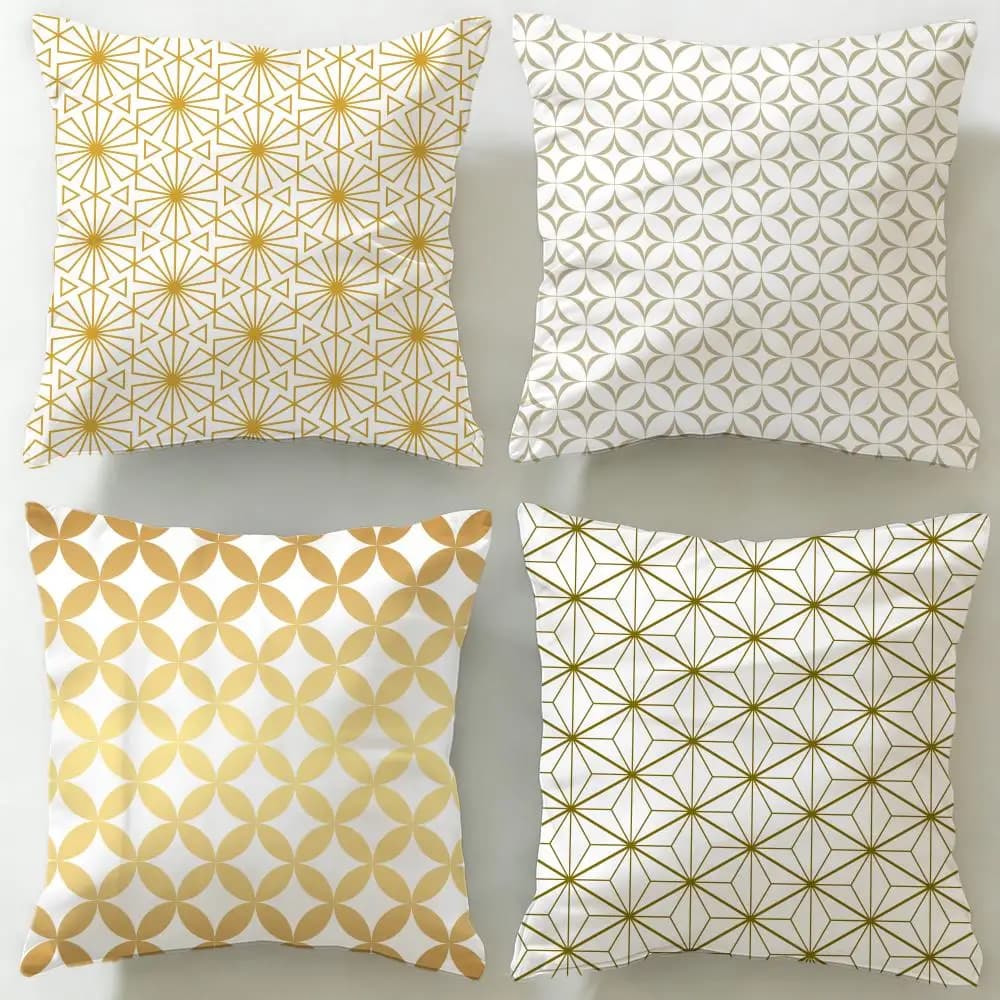 Federa per cuscino con motivi artistici classici giapponesi con linee dorate, morbida e facile da lavare – versatile per divano, letto, viaggi e ufficio