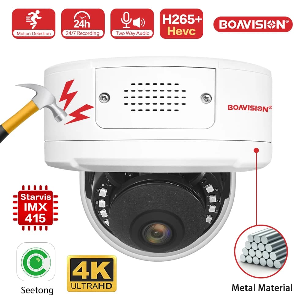 Seetong Ultra HD 8MP 4K Telecamera di sicurezza Audio bidirezionale Slot per scheda TF Rilevazione umanoide Telecamera di sorveglianza POE H.265