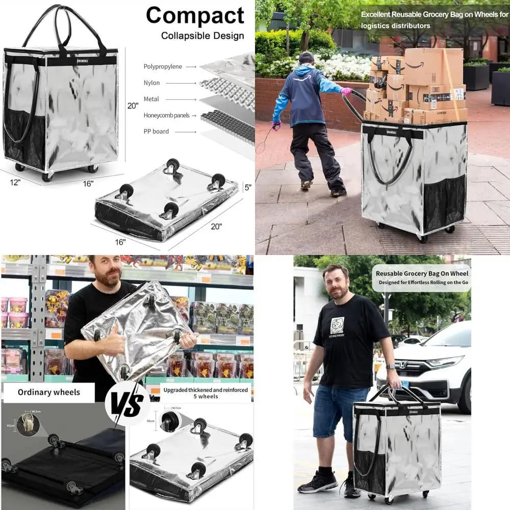Shopping bag with wheels, 70 litre folding trolley with 4 wheels, 30 kg load capacity, ideal for shopping, laundry and travel