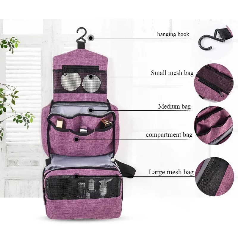 Women's Travel Bag Waterproof Toiletry Bag Beauty Organizer Woman's Bath Neceser Makeup Bag with Hook for Washing