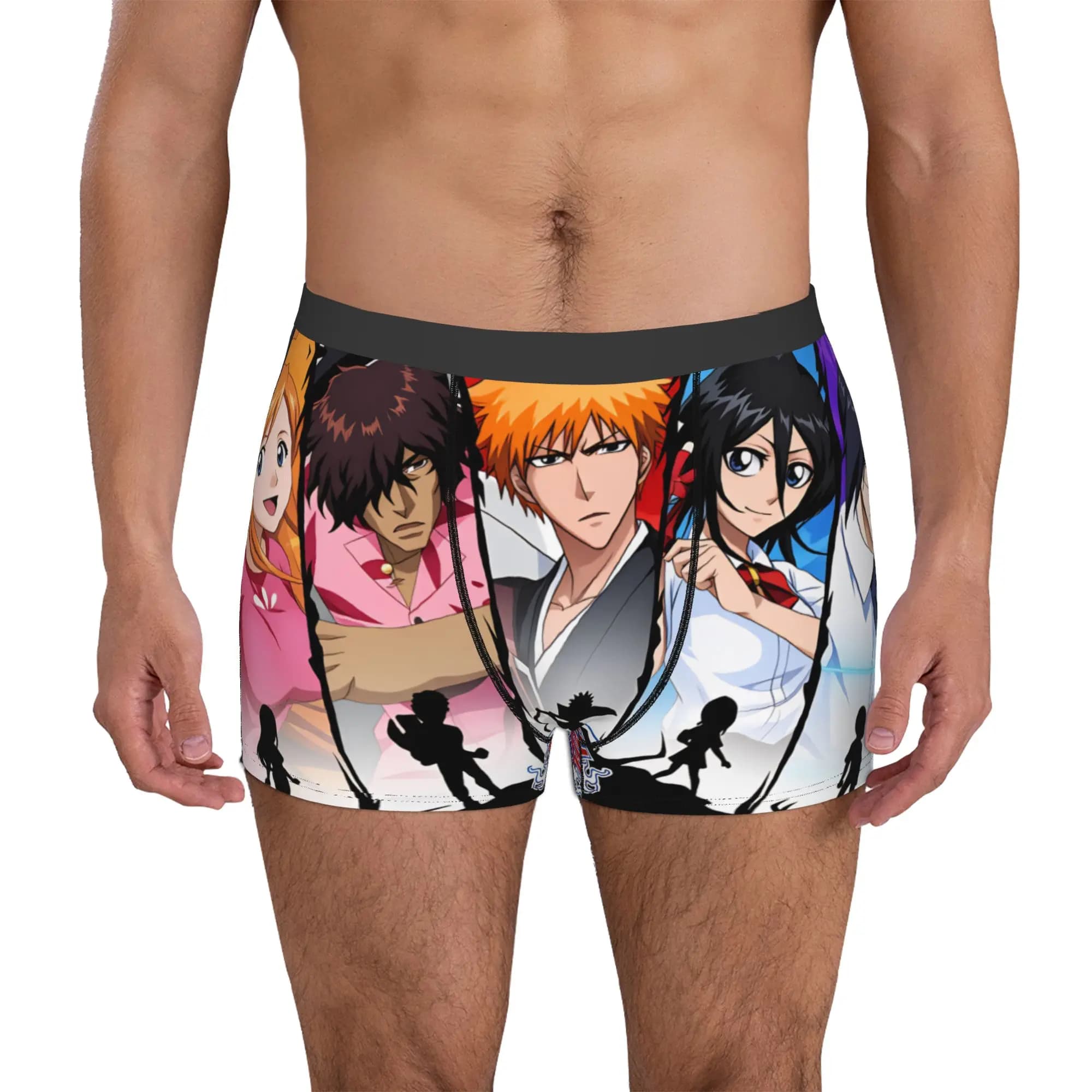 Male Novelty Kon Bleach Orihime Inoue Ichigo Kurosaki Underwear Rukia Kuchiki Boxer Briefs Breathable Shorts Panties Underpants