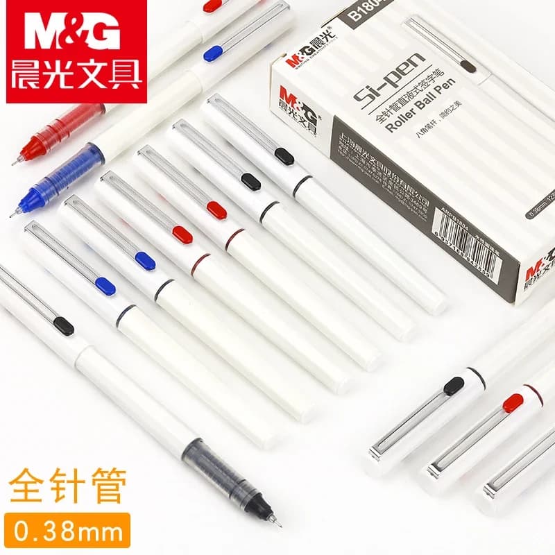 6/12PCS M&G Penna a rullo fluido diretto Penna gel da 0,38 mm Penna per firma in carbonio con ago pieno ARPB1804 Penna per esame ad asciugatura rapida