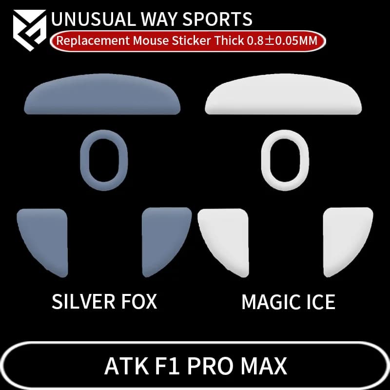 InsolitoWaySports Mouse Pattini Piedi ATK F1 PRO MAX Superficie curvata PTFE Anti collasso Magic Ice Pink Black Silver Fox