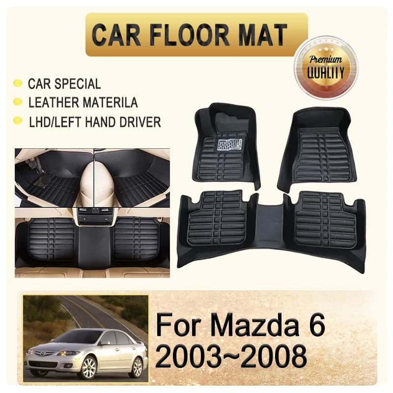 Auto mats for Mazda 6 Mazda6 GG1 GY 2003 2004 2005 2006 2007 2008 leather pads for feet LHD covers carpet accessories Auto