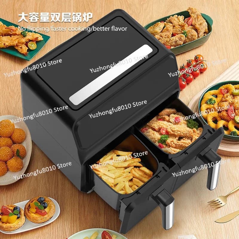 Double drawer 8L large capacity air fryer household high power intelligent smoke-free electric fryer fried chicken