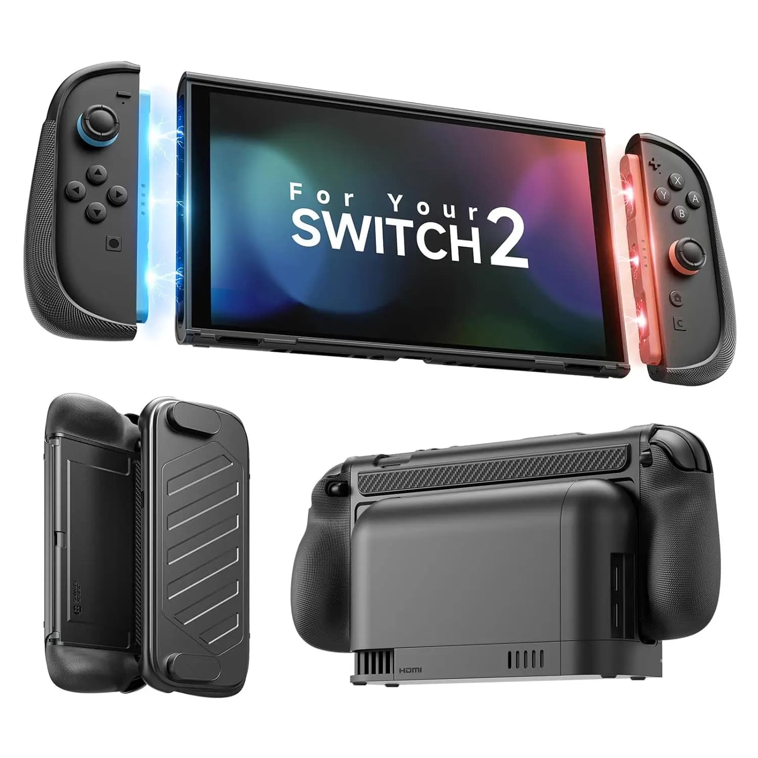 Custodia Split Every Day per Switch 2, telaio centrale in TPU e cover frontale in PC, agganciabile, impugnatura ergonomica antiscivolo, spazio per 8 schede di gioco, PC0123B