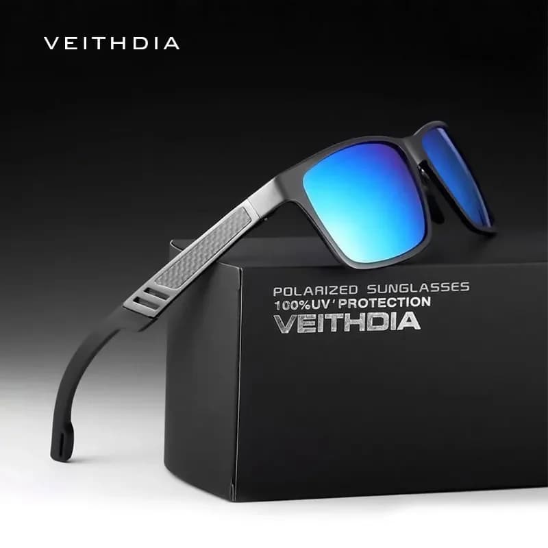 Occhiali da sole sportivi alla moda di marca VEITHDIA, lenti polarizzate UV400, montatura rettangolare in alluminio, occhiali da golf per guida all'aperto V65FA60