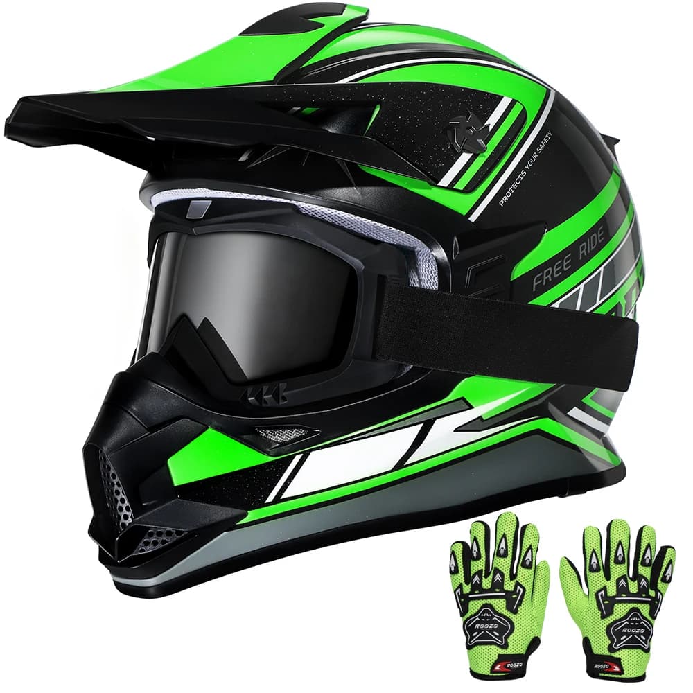 Motocross helmet for Kids, Boys and Girls, for Quad ATV UTV Dirt Bike, Compliant with DOT Standards, with Glasses and Gloves